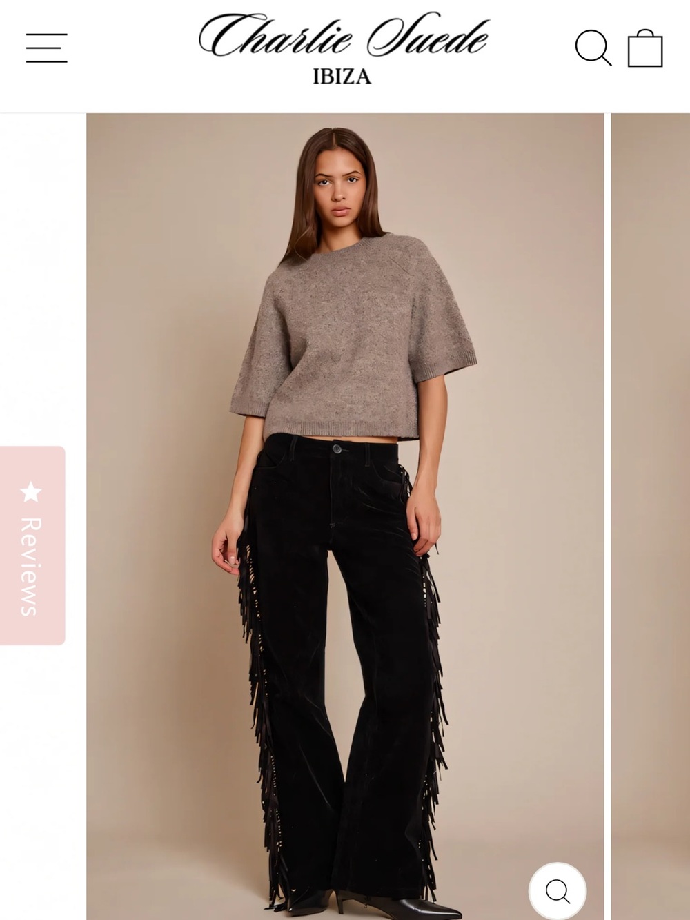 Black Suede Fringe Pants